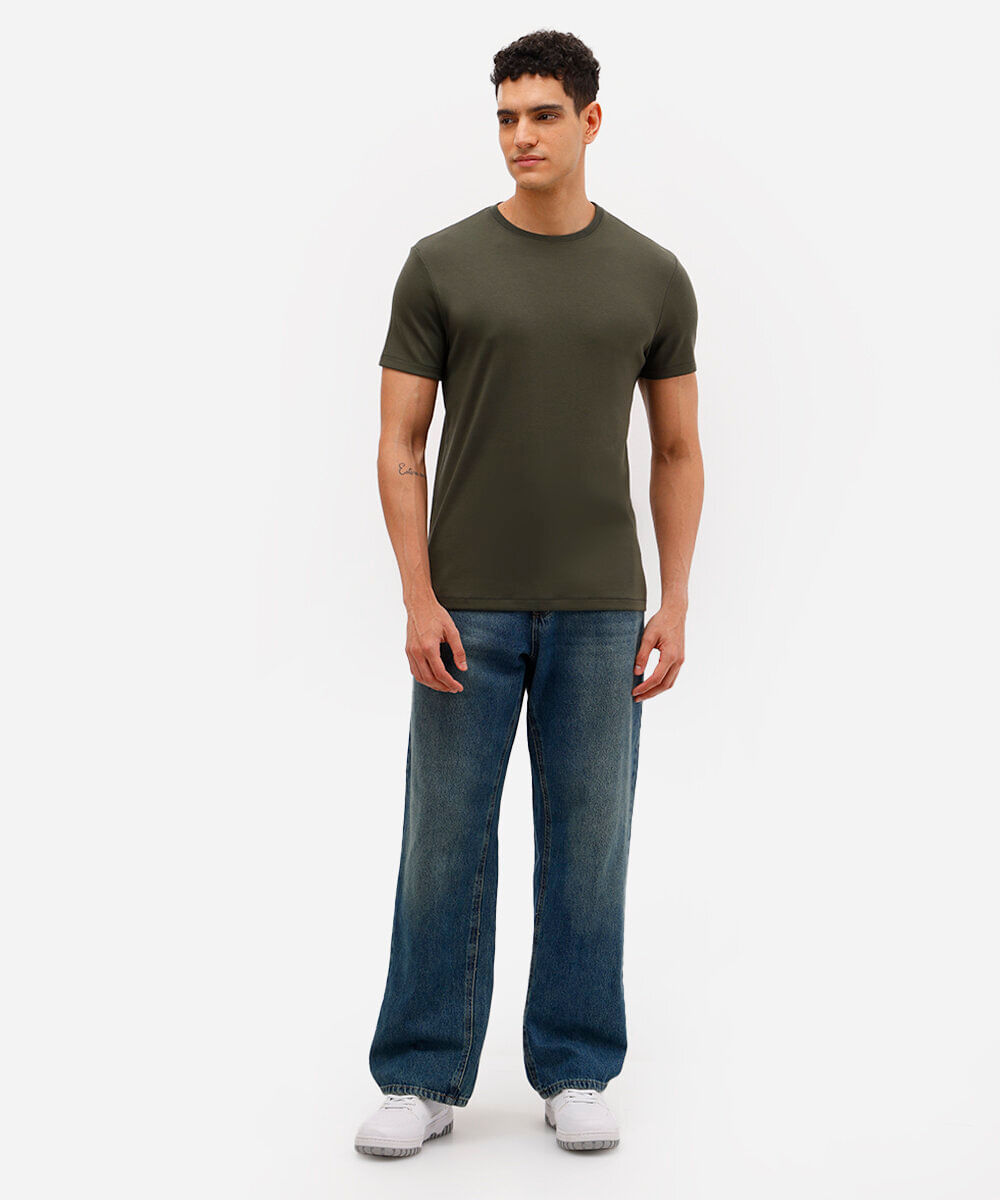 camiseta slim de algodão peruano bold verde