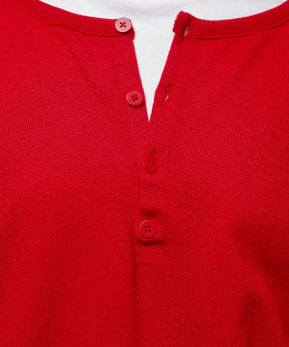 suéter feminino de tricot manga bufante mindset vermelho