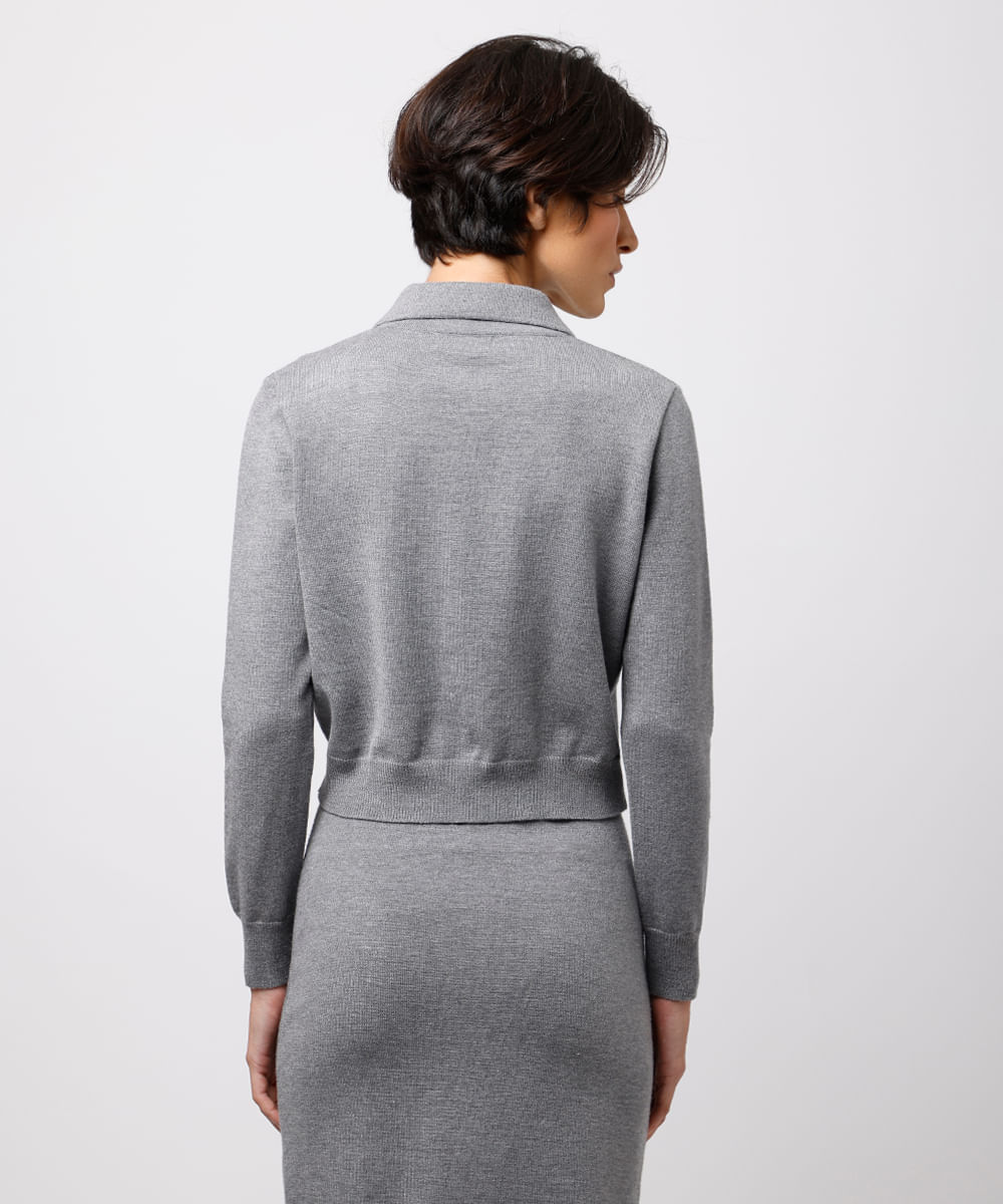 cardigan feminino de tricot mindset cinza