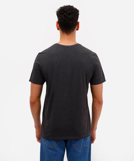 camiseta básica de algodão manga curta cinza