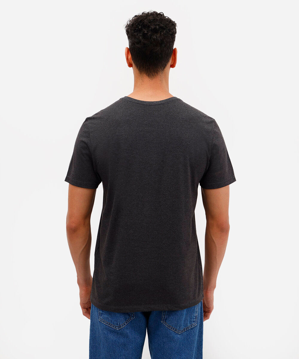 camiseta básica de algodão manga curta cinza