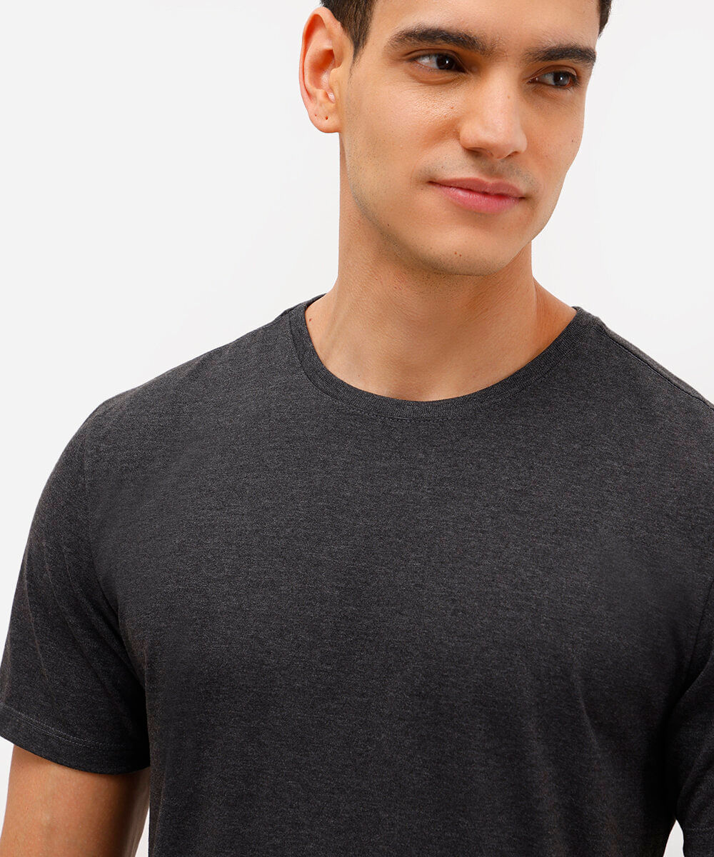 camiseta básica de algodão manga curta cinza