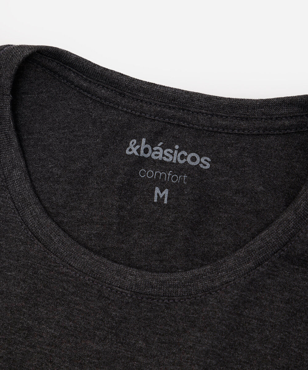 camiseta básica de algodão manga curta cinza