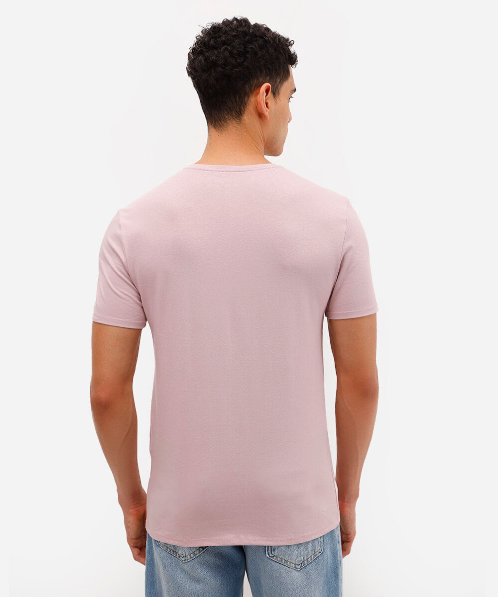camiseta slim básica manga curta rosa