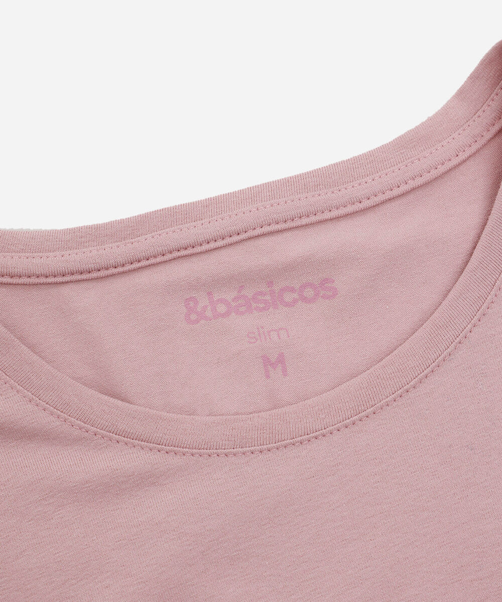 camiseta slim básica manga curta rosa