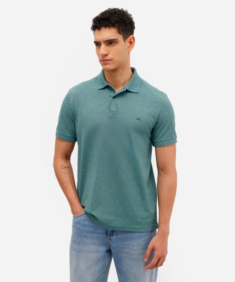 polo de piquet básica comfort manga curta - verde médio