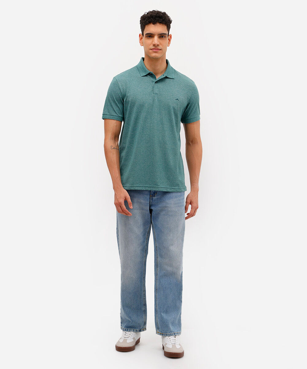 polo de piquet básica comfort manga curta - verde médio