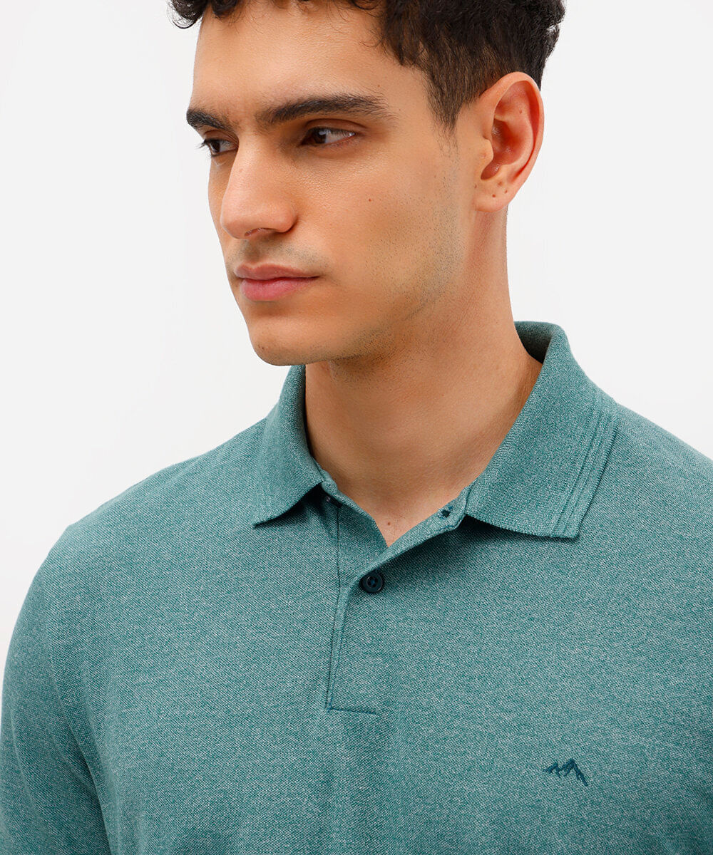 polo de piquet básica comfort manga curta - verde médio