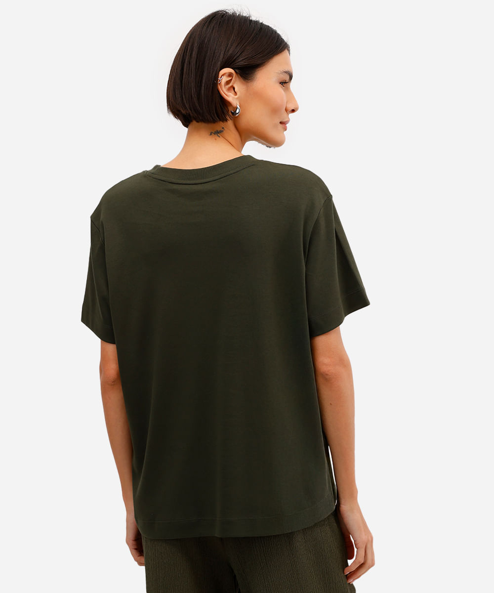 camiseta comfort feminina de algodão peruano interlock verde