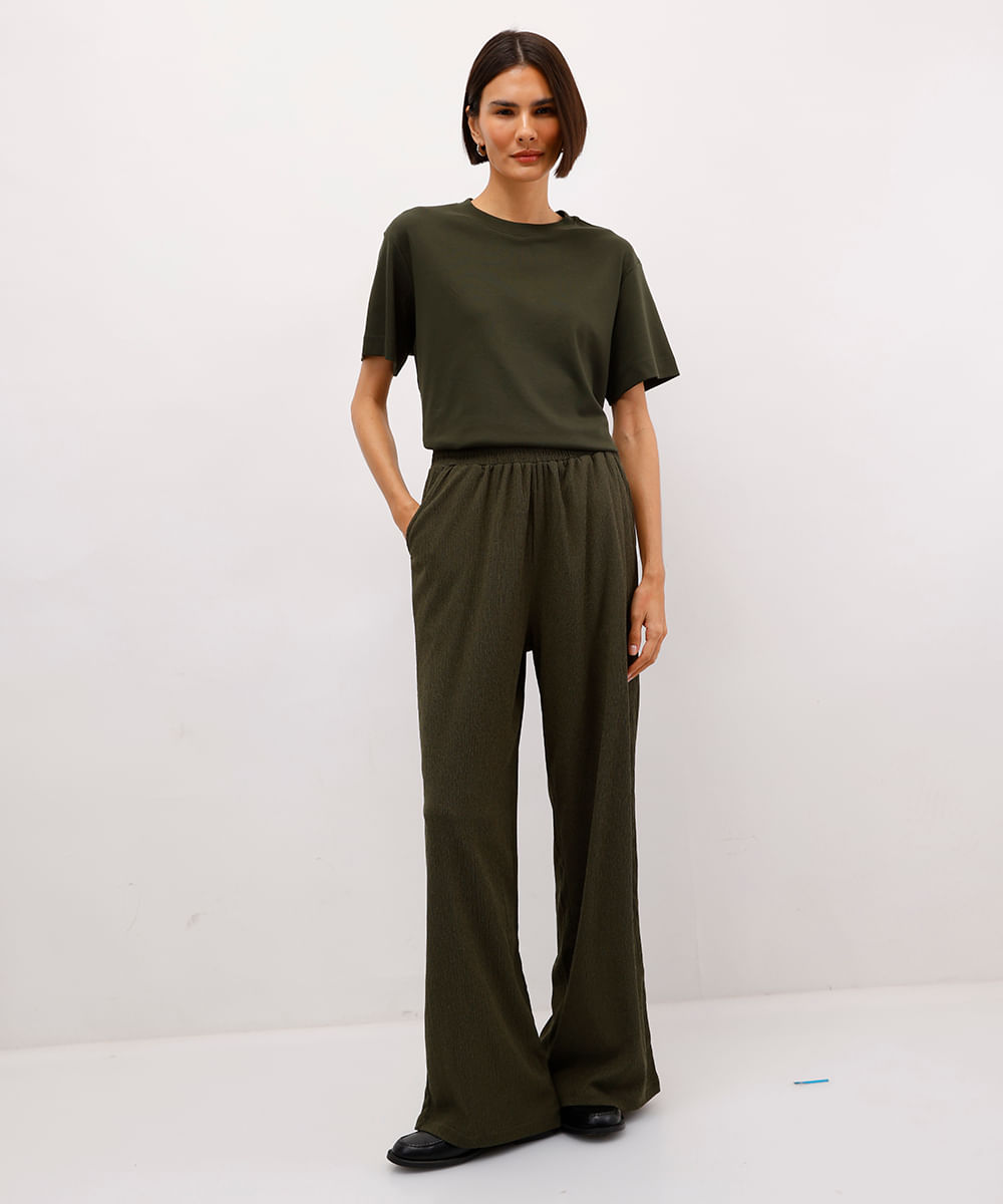camiseta comfort feminina de algodão peruano interlock verde