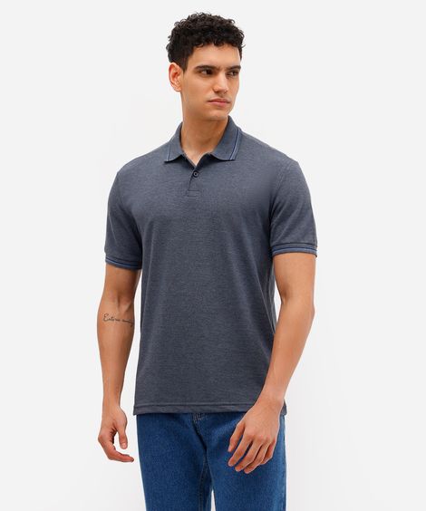 polo básica tradicional piquet azul marinho