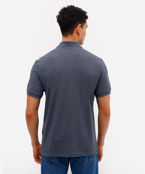 polo básica tradicional piquet azul marinho