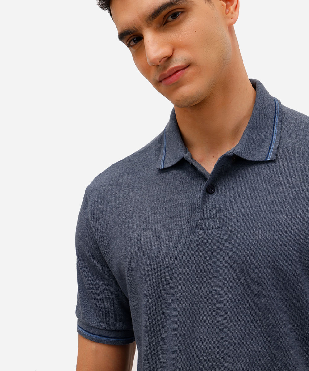 polo básica tradicional piquet azul marinho