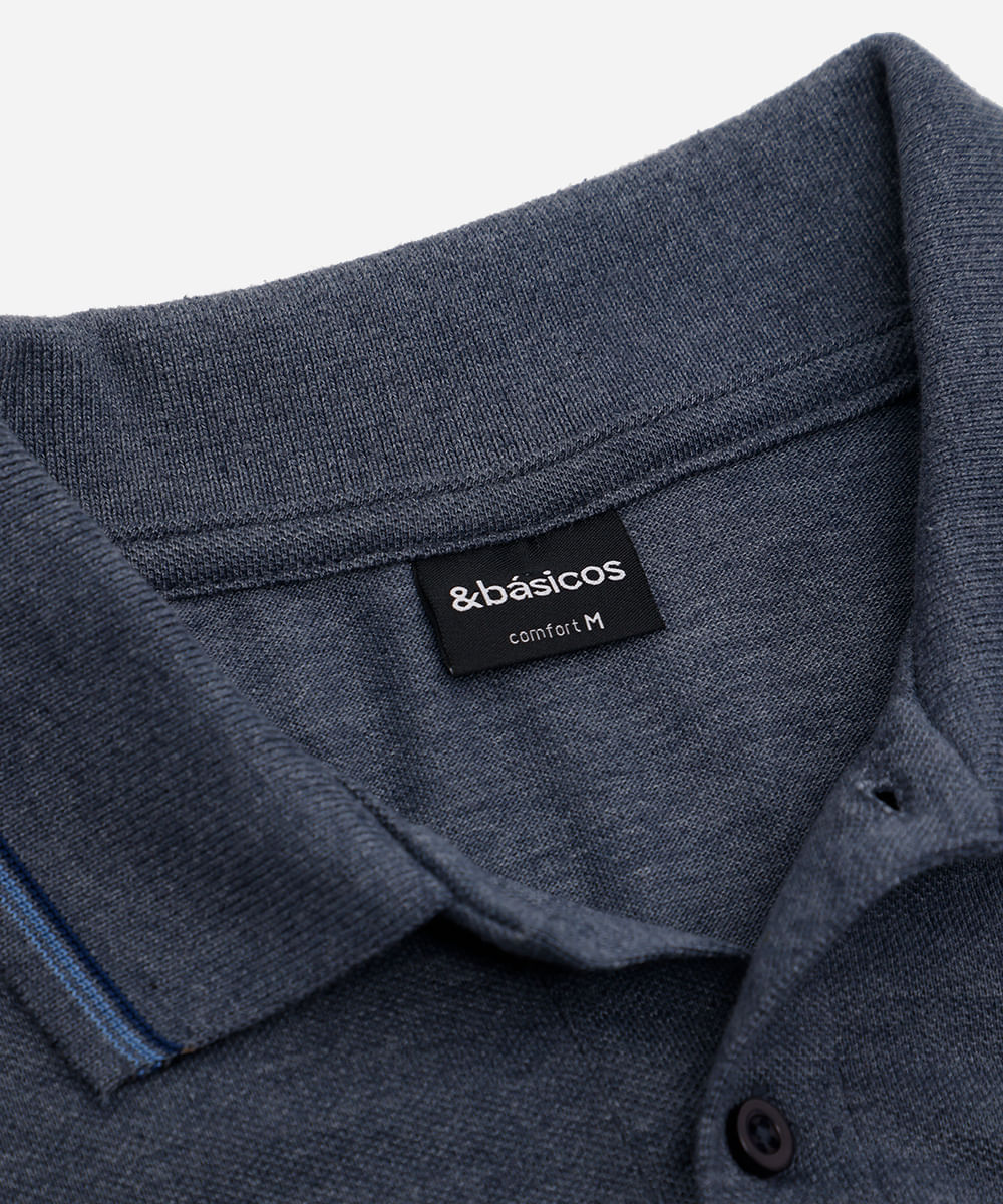 polo básica tradicional piquet azul marinho
