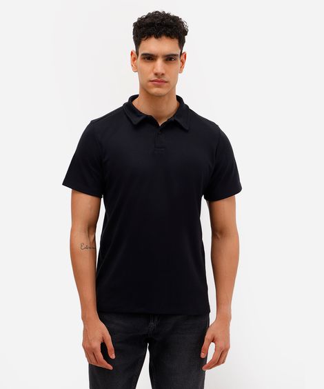 polo comfort masculina de algodão manga curta preta