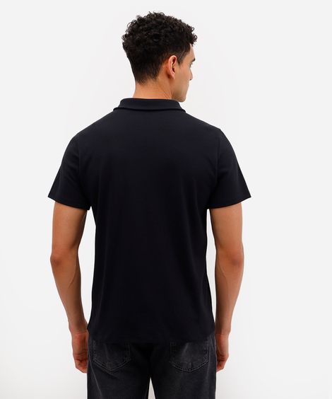 polo comfort masculina de algodão manga curta preta