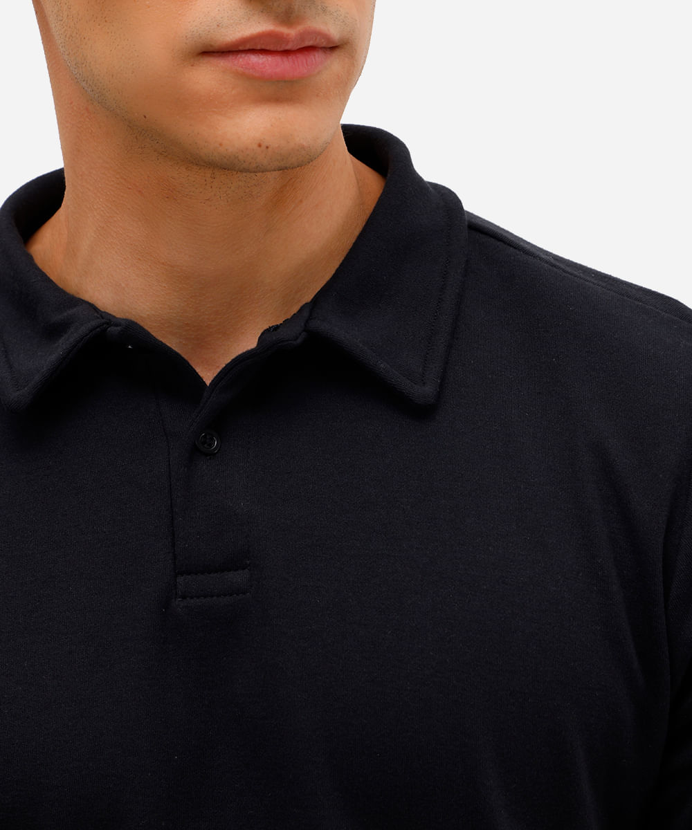 polo comfort masculina de algodão manga curta preta