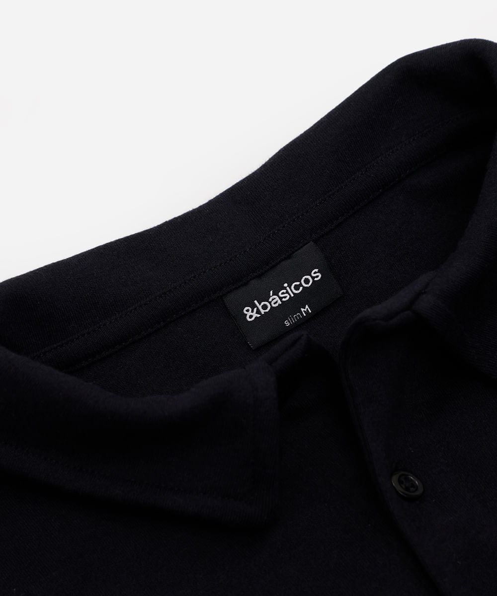 polo comfort masculina de algodão manga curta preta