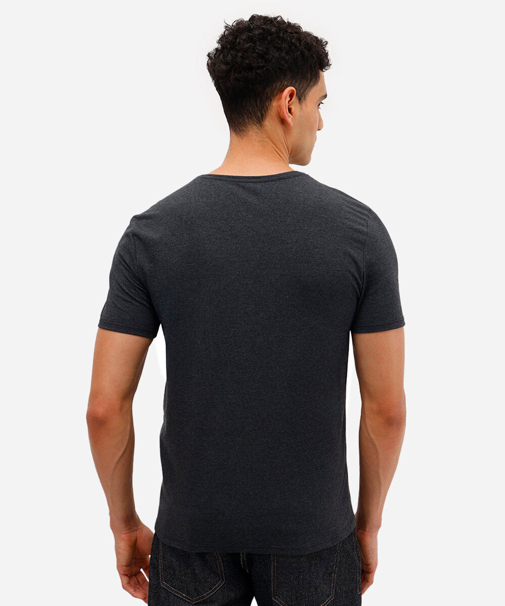 camiseta slim básica manga curta cinza