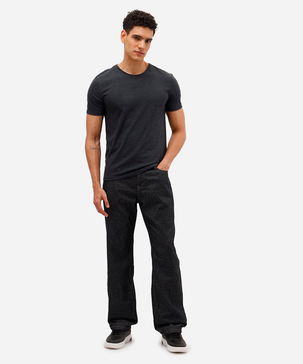 camiseta slim básica manga curta cinza