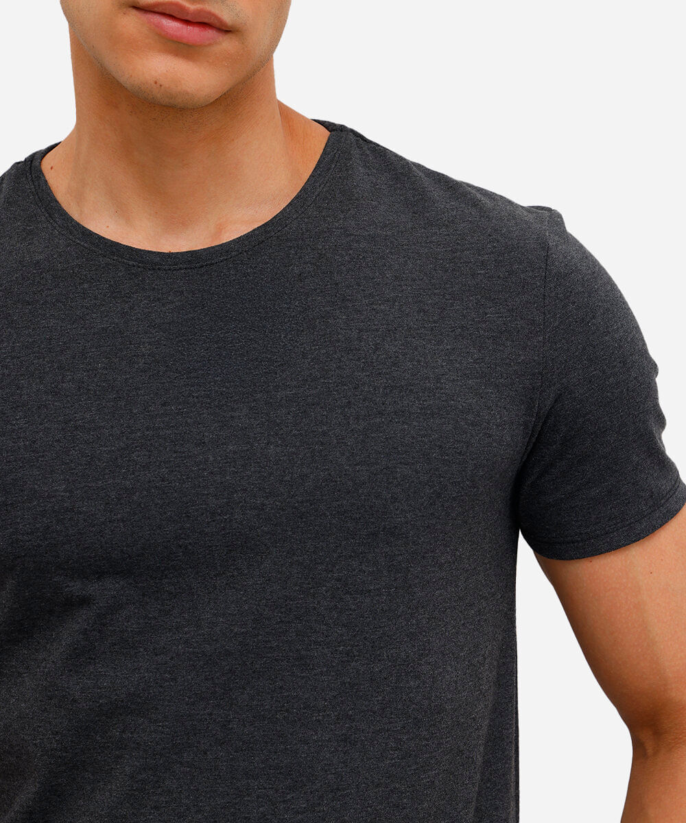 camiseta slim básica manga curta cinza
