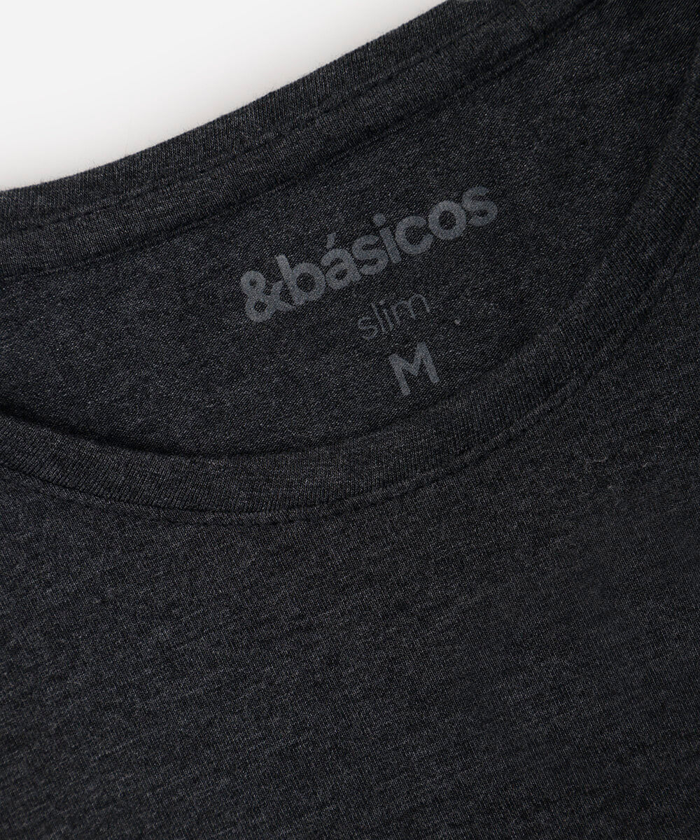 camiseta slim básica manga curta cinza