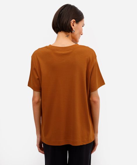 camiseta comfort feminina de algodão peruano interlock marrom