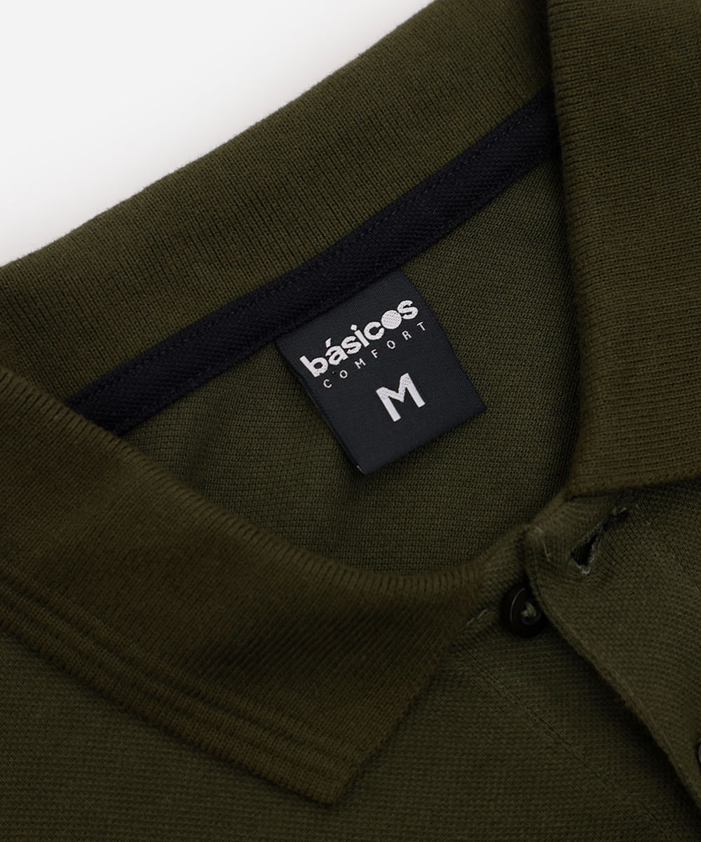 polo básica tradicional piquet com bolso verde