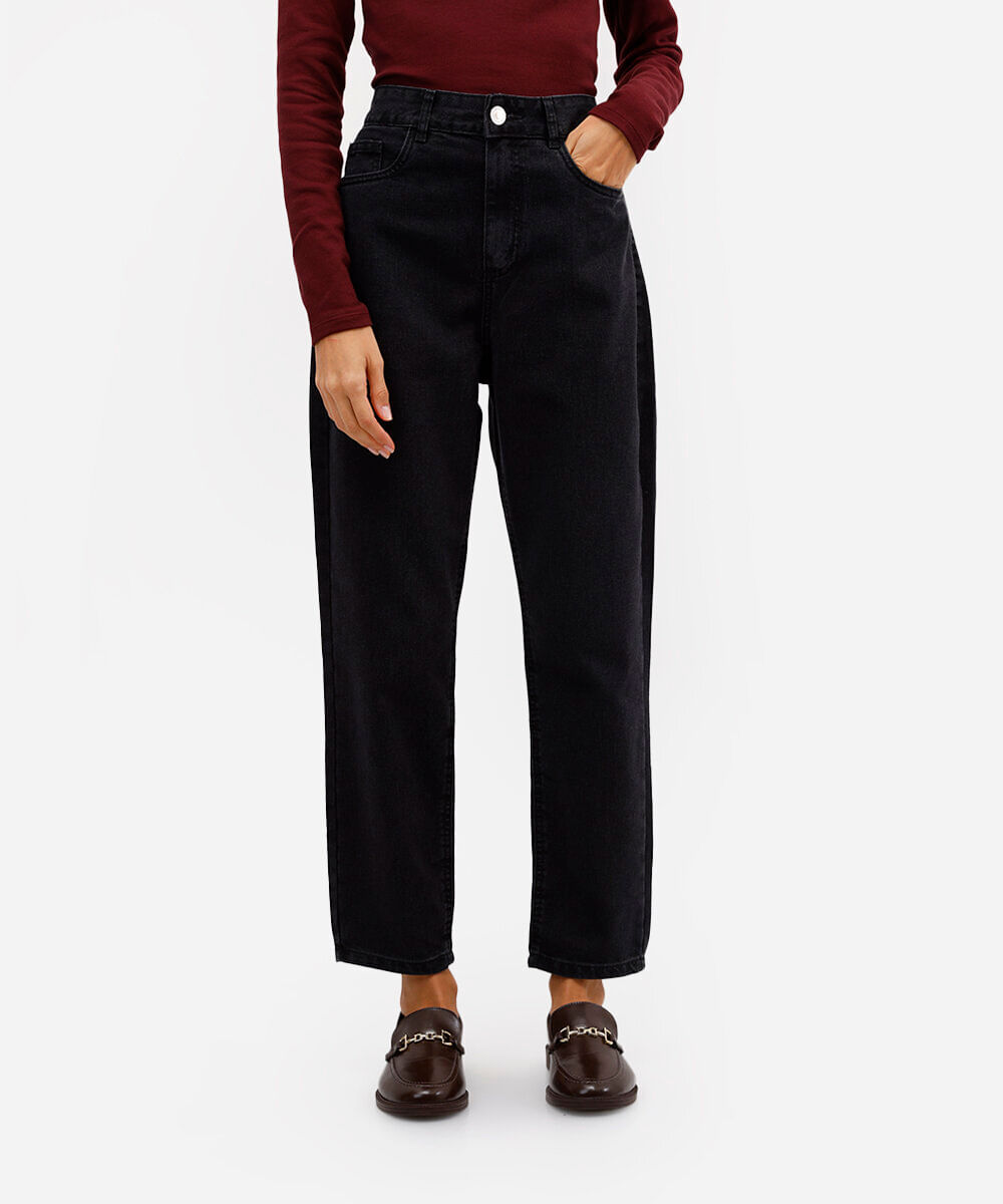 calça jeans mom cintura alta - black jeans