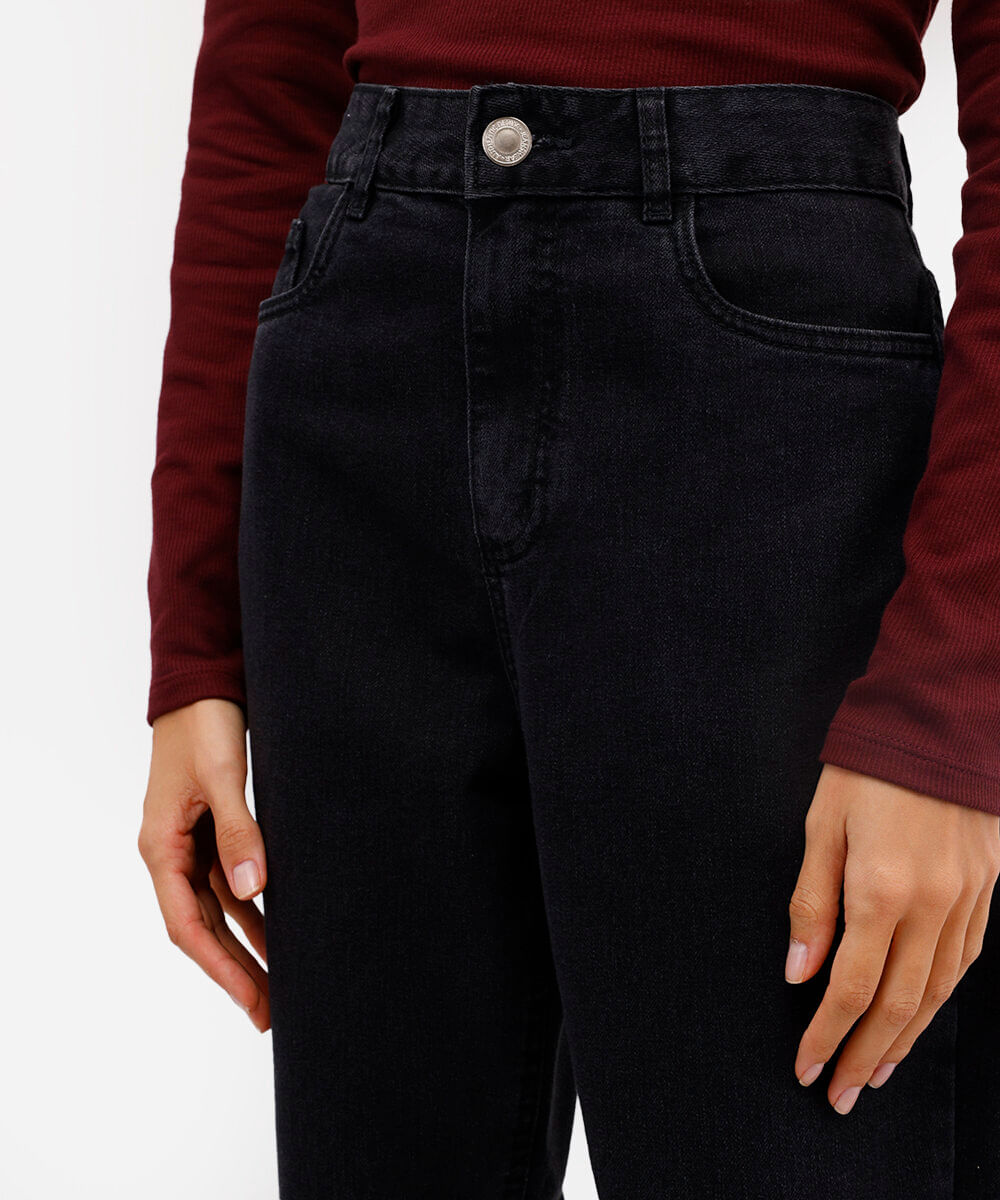 calça jeans mom cintura alta - black jeans