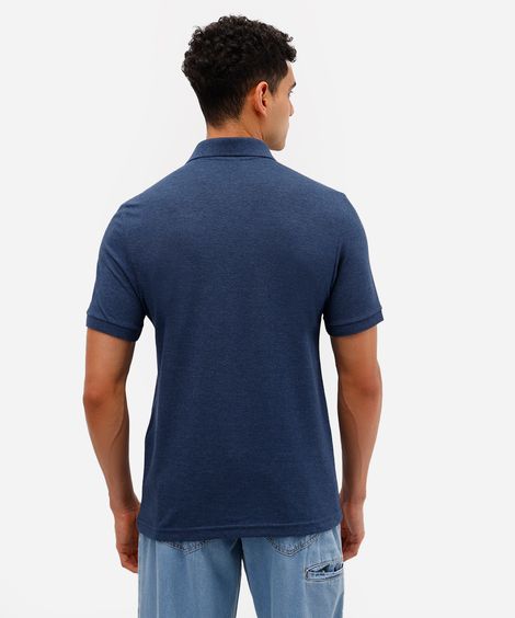 polo básica manga curta - azul mesclado