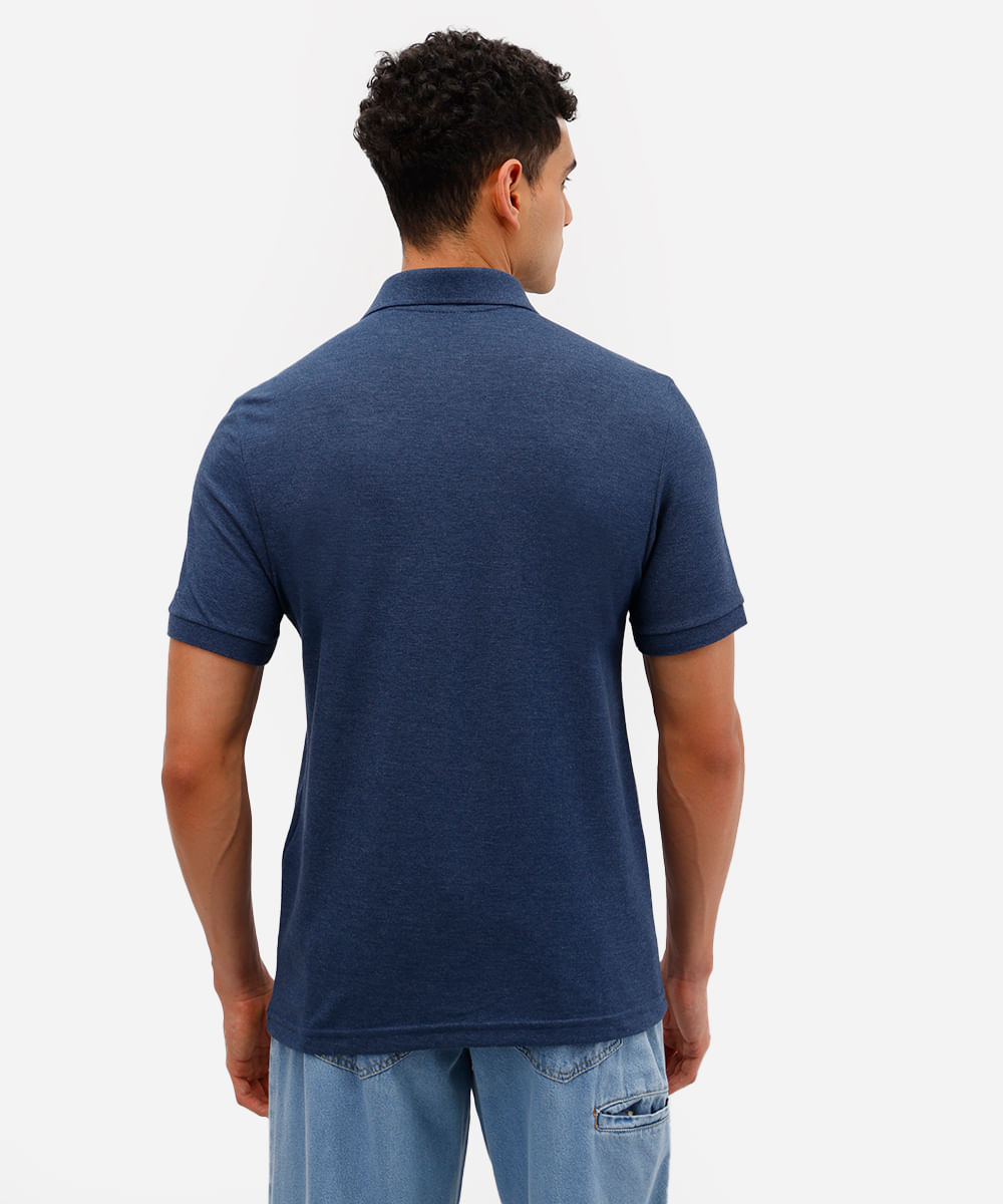 polo básica manga curta - azul mesclado