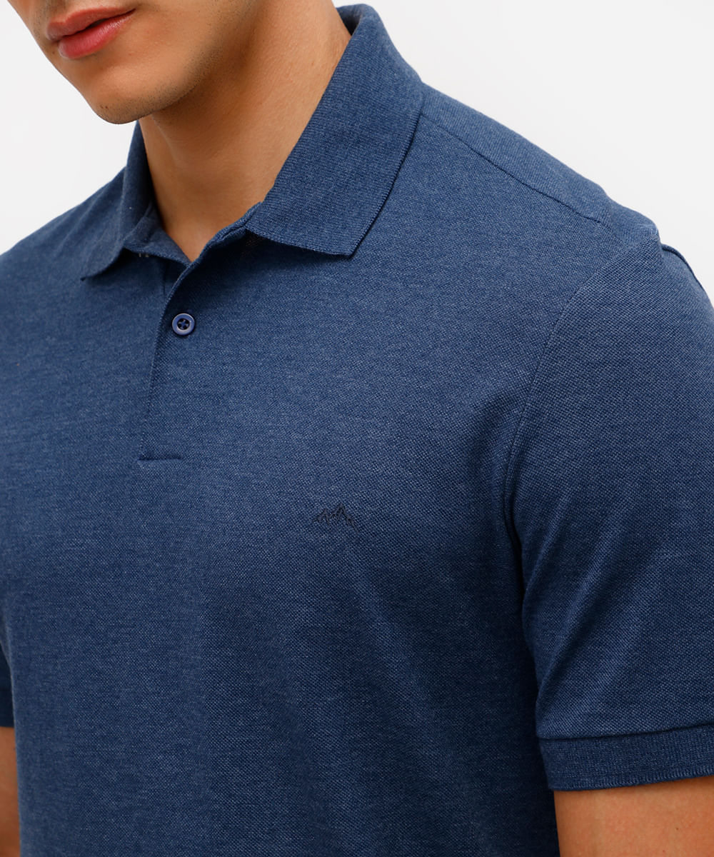 polo básica manga curta - azul mesclado