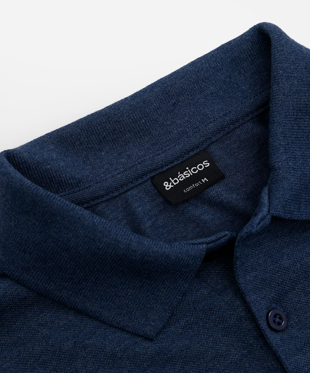 polo básica manga curta - azul mesclado