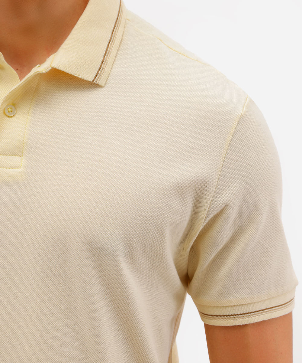 polo básica tradicional piquet amarela
