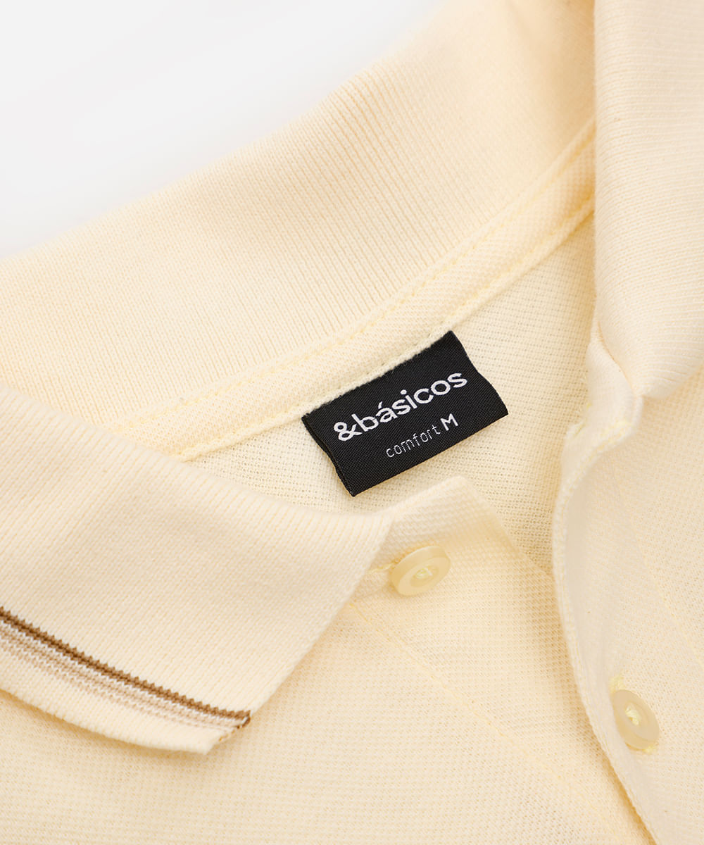 polo básica tradicional piquet amarela