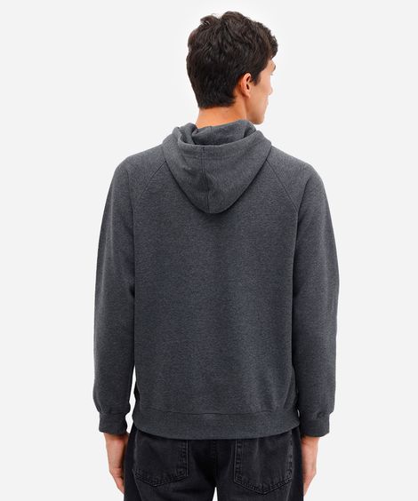 blusão básico masculino de moletom com capuz cinza