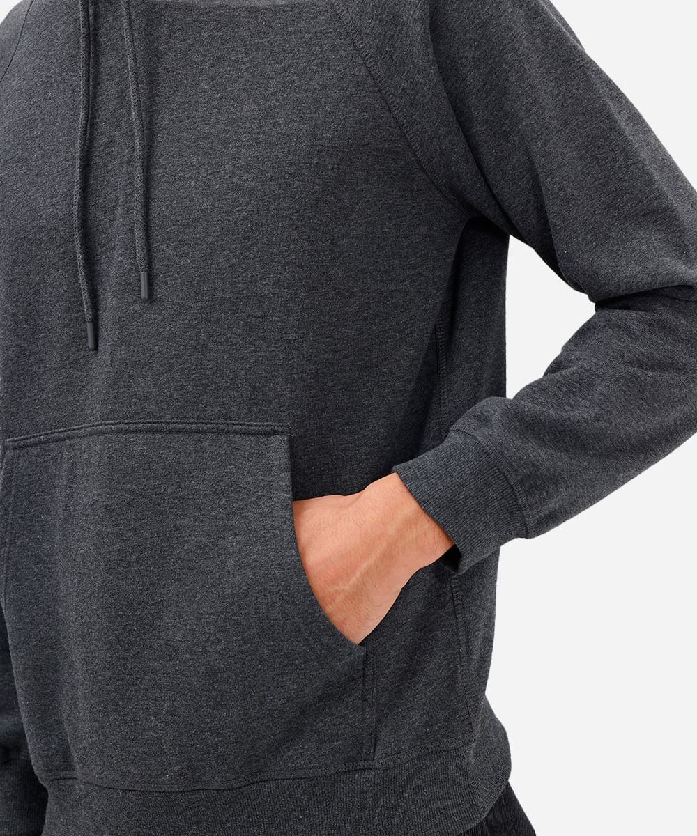 blusão básico masculino de moletom com capuz cinza