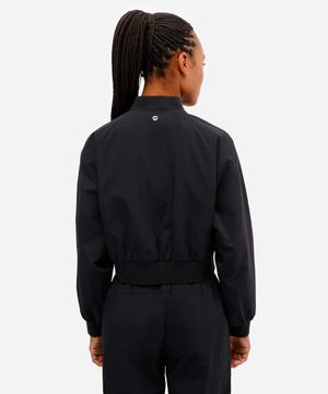 jaqueta bomber feminina cropped esportiva ace preta