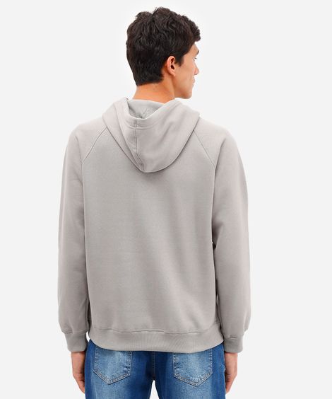blusão básico masculino de moletom com capuz cinza