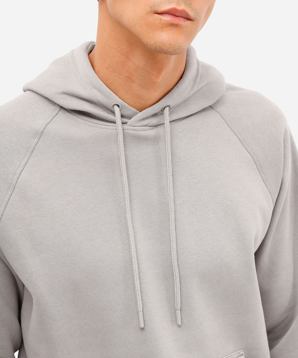blusão básico masculino de moletom com capuz cinza
