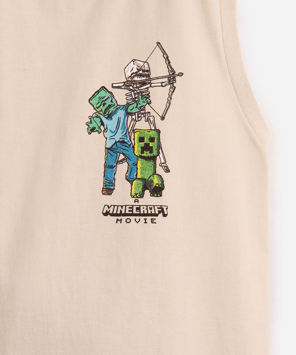 conjunto curto infantil minecraft bege