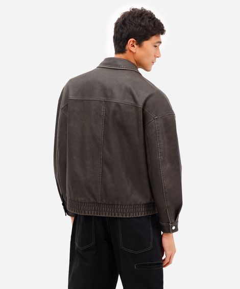 jaqueta masculina de poliuretano estonada cinza