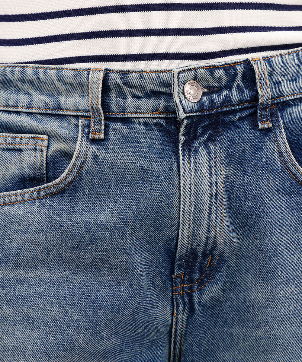 bermuda reta masculina jeans dirty azul