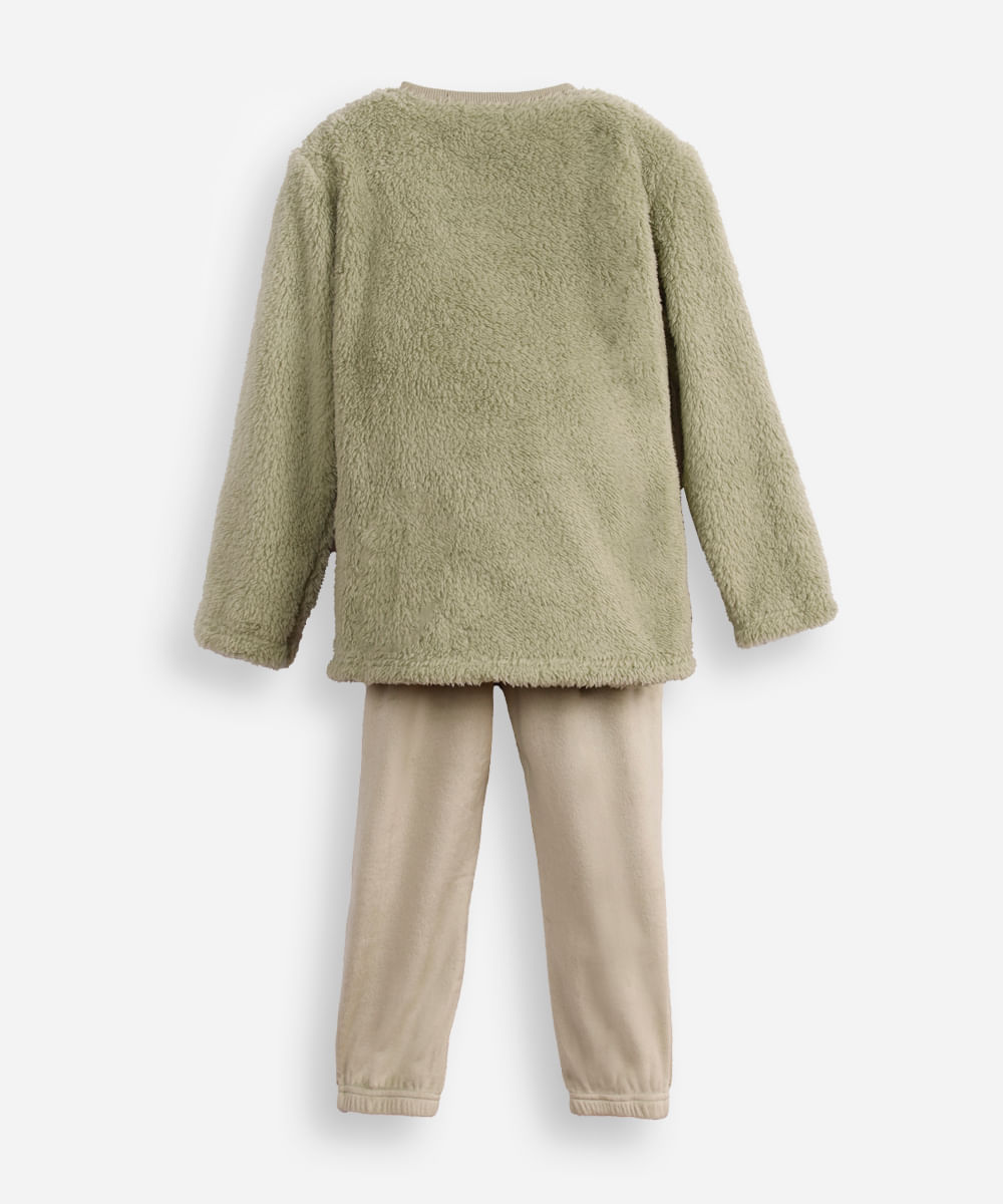 pijama longo infantil de fleece minecraft verde