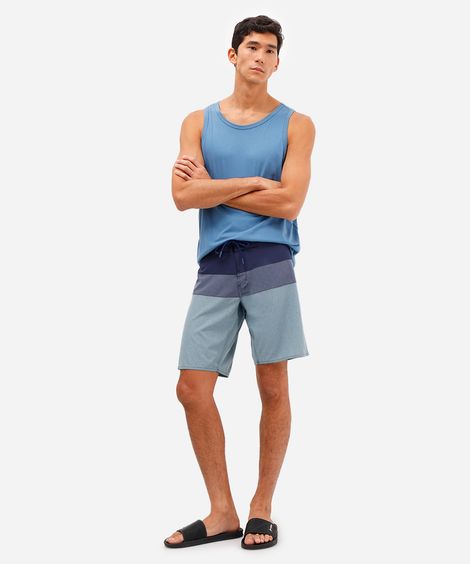 short boardshort masculino com recortes azul