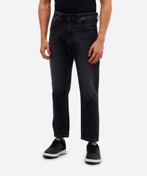 calça slim cropped masculina jeans preta