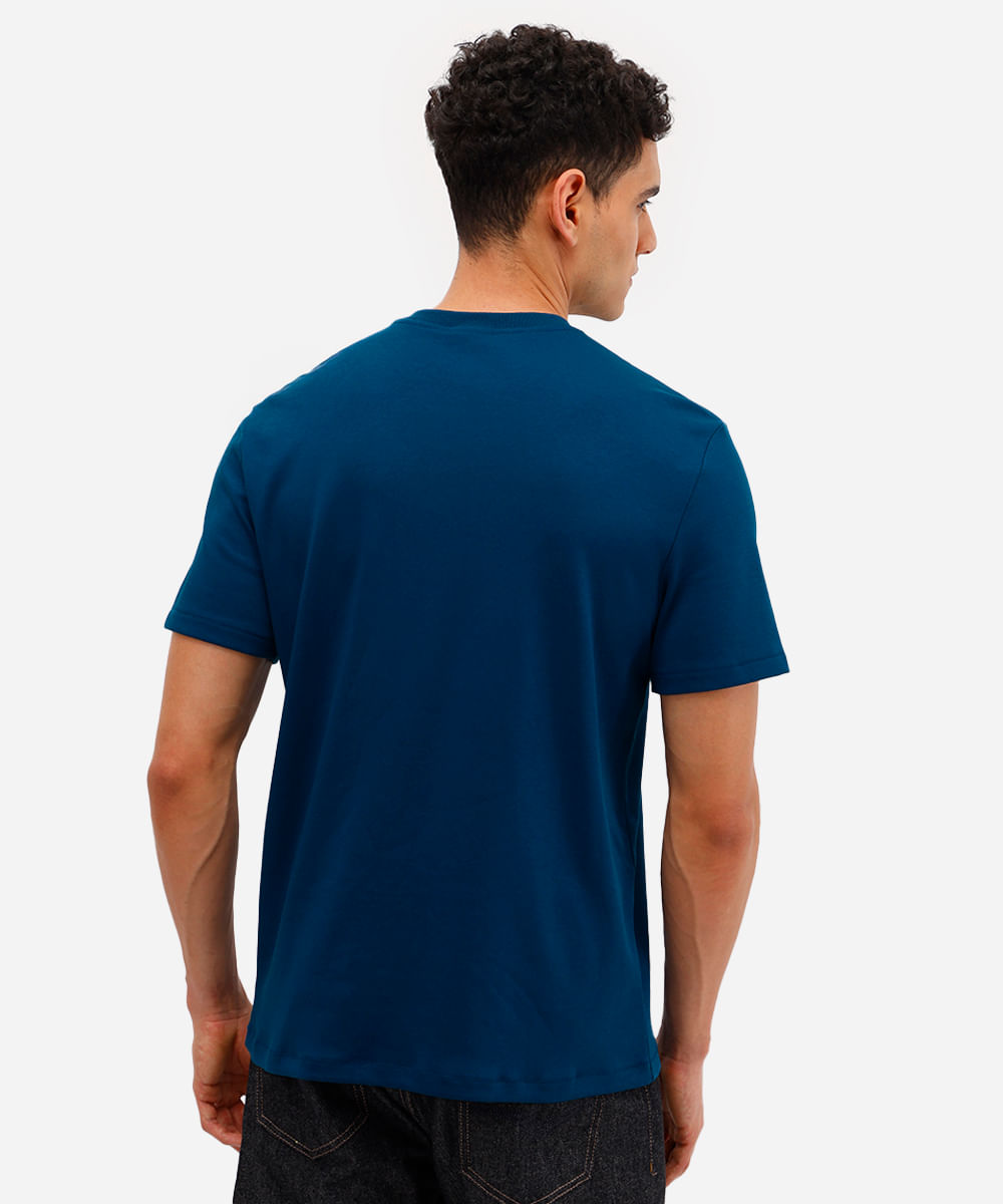 camiseta de algodão peruano bold manga curta azul