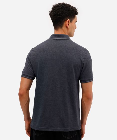 polo básica tradicional piquet cinza