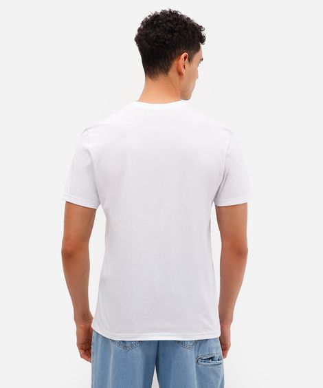 camiseta masculina de algodão básica manga curta branca